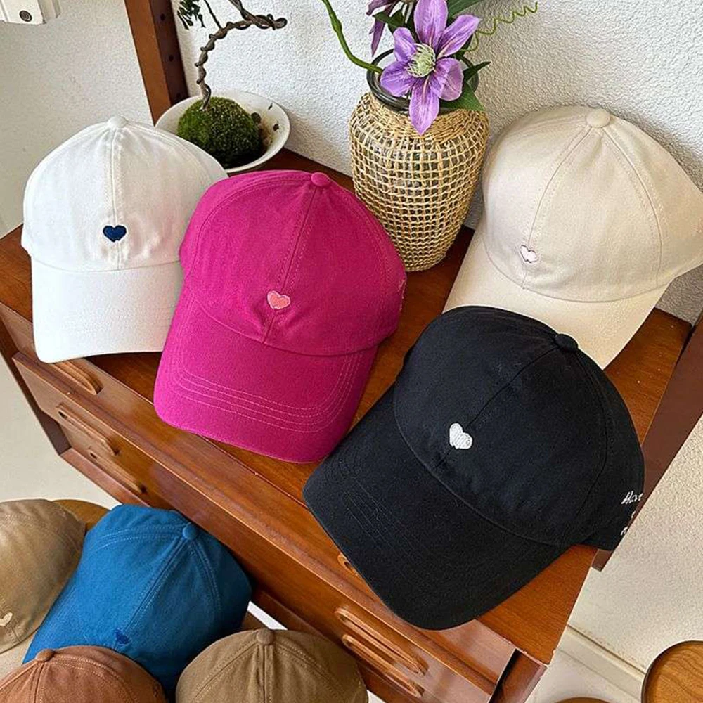 Summer Love Heart Designs Baseball Cap Sweet Girls Boys Empty Top Hat Sun Shading Sun Hat Classic Solid Color Kids Peaked Caps