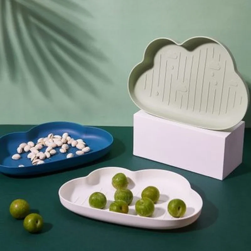 

New Creative Cloud Shaped Candy Snacks Dry Fruits Plastic Plates Dishes Bowl Breakfast Tray Home Kitchen Supplies 2023