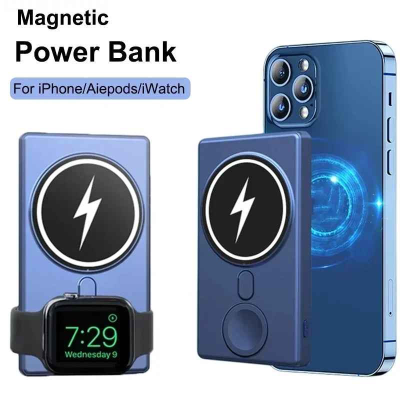 5000mAh Magnetic Power Bank For Iphone 14 13 Pro Max Apple Watch Airpods Pro Induction Wireless Fast Charging External Battery