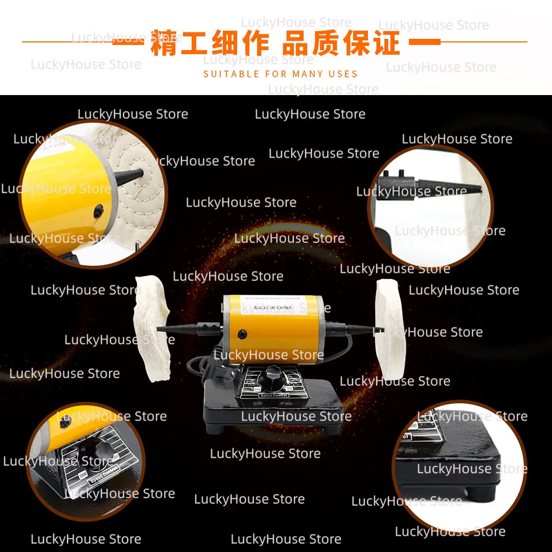 Dental Lab Polishing Machine Portable Bench Grinder with Cloth Wheel for Denture Processing Grinding Equipment