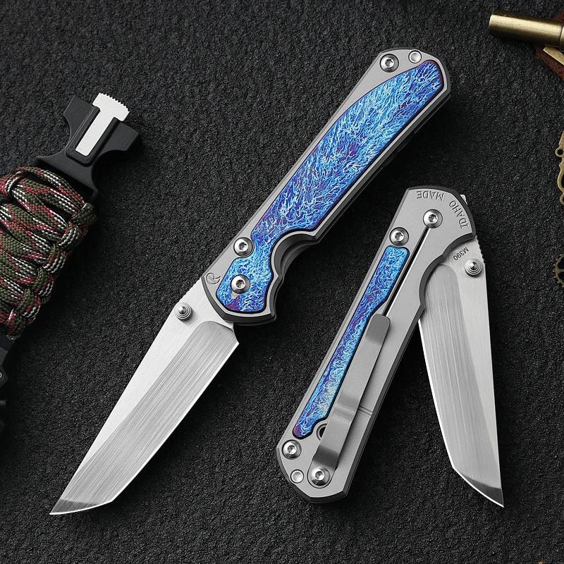 سكين جيب قابل للطي من الفولاذ M390 عالي الجودة، سكين جيب EDC للرجال، تيتانيوم، صيد المشي لمسافات طويلة في الهواء الطلق، سكين تخييم