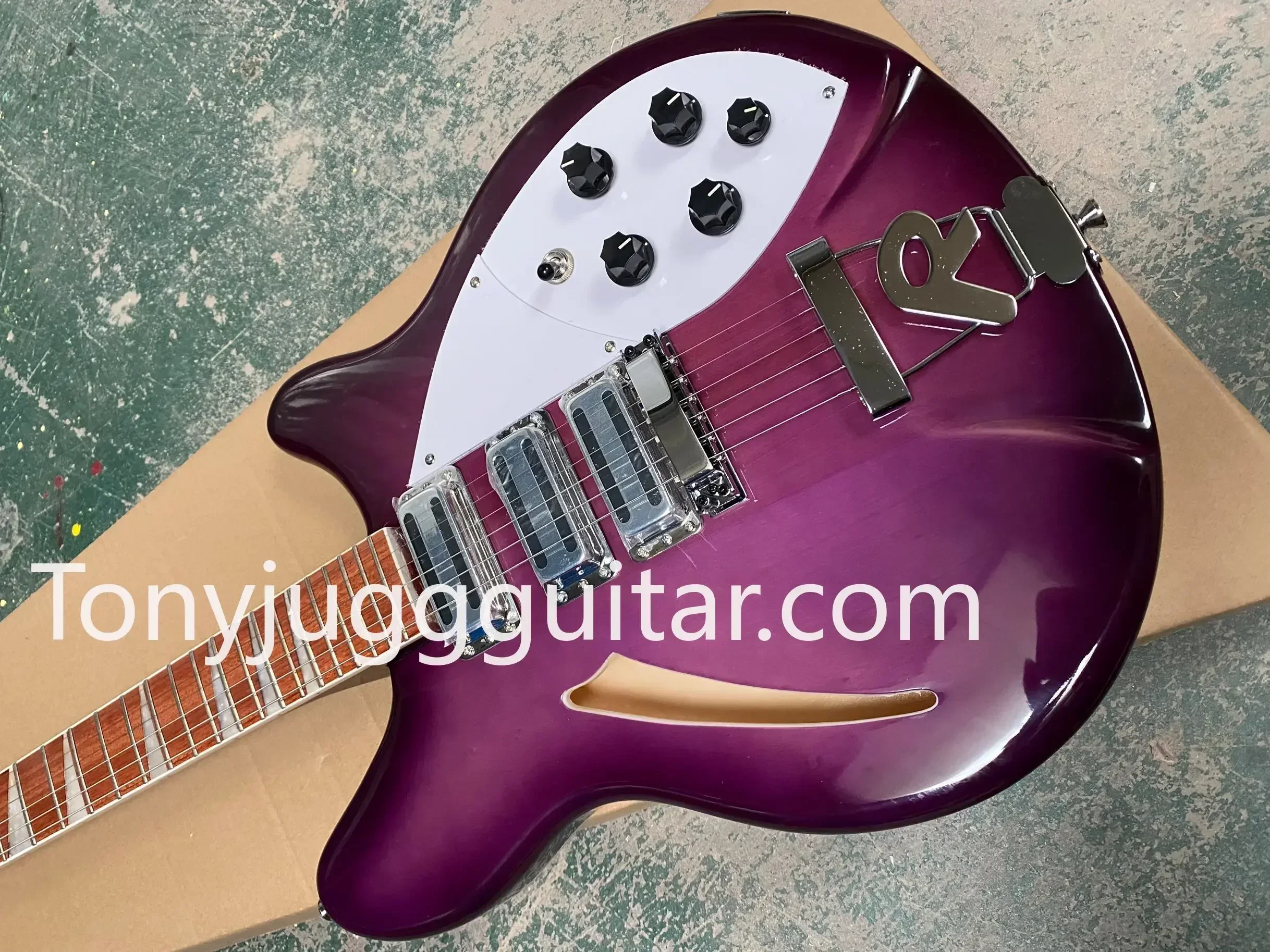 Custom Shop 330 360 6 Strings Purple Burst Semi Hollow Body Electric Guitar Gloss Varnish Rosewood Fingerboard,3 Toaster Pickups