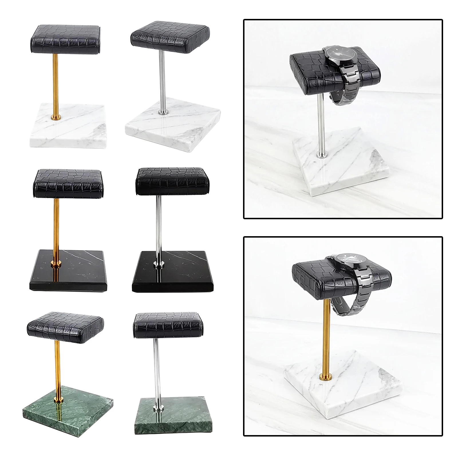 

Leather And Marble Watch Storage Stand, Display Holder for Bracelets