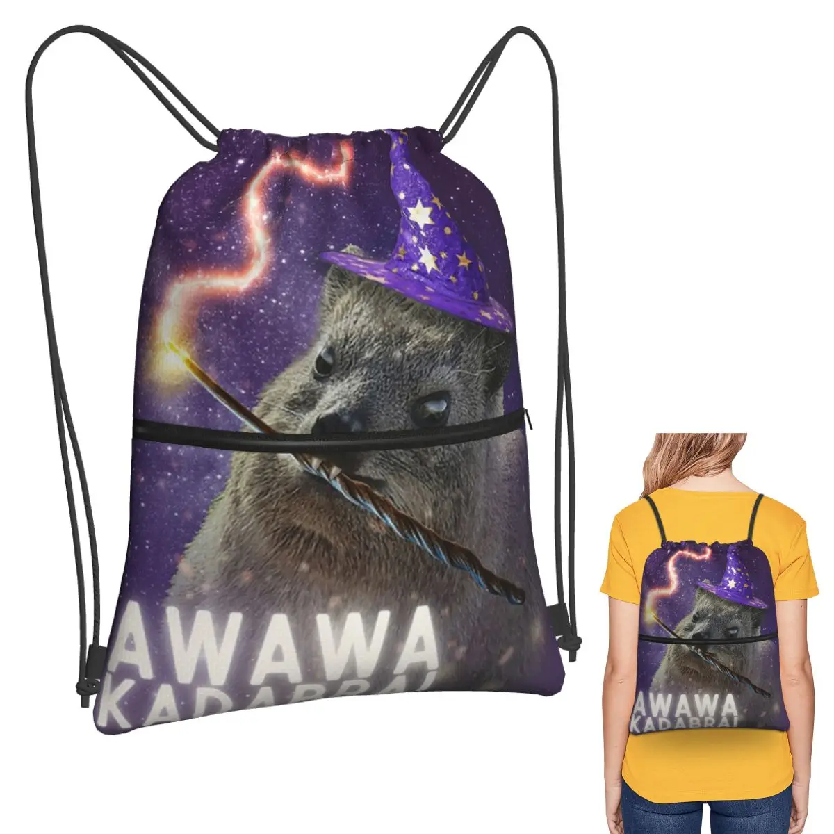 

AWAWA KADABRA Rock Hyrax Wizard Backpacks Multi-function Drawstring Bags Shoes Bag Book Bags for Travel School