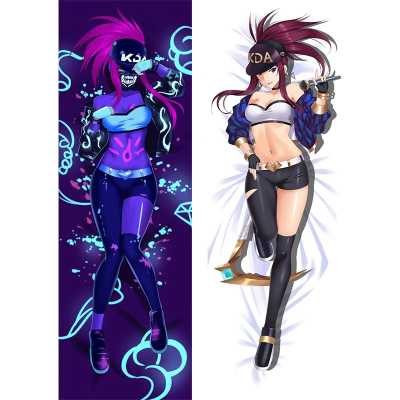 Anime Dakimakura Game LOL KDA Akali Hugging Body Long Pillow Cover Throw Cushion Peach Skin Pillowcases Home Decor Xmas Gifts