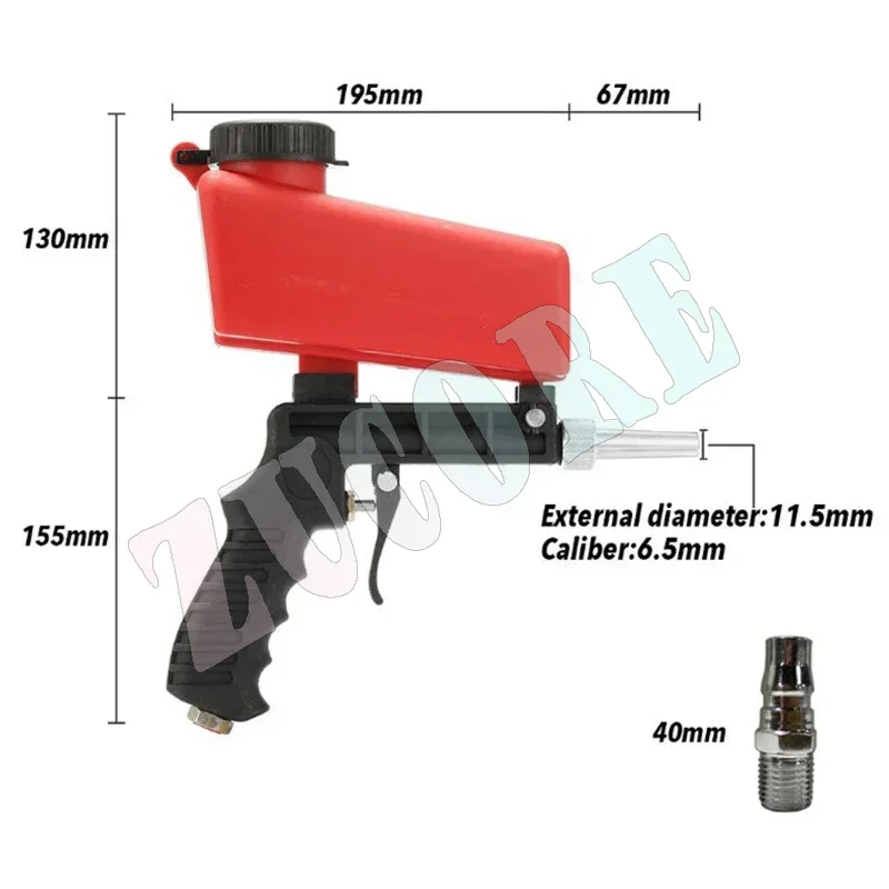 Paint Spray Gun Gravity Pneumatic High Pressure Adjustable Sandblasting Gun Portable Mini Handheld Sand Blaster Gun Power Tools