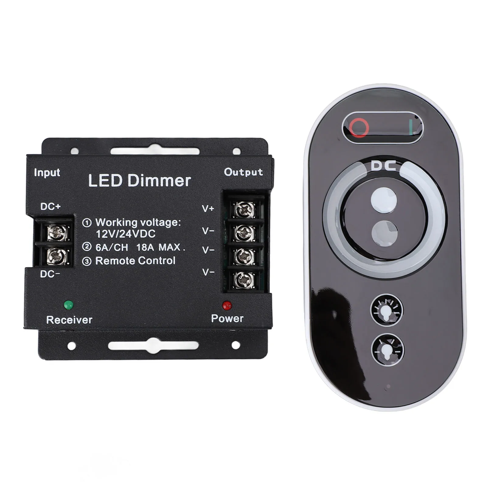 

Диммер для светодиодной ленты с функцией памяти, DC12V‑24V, диммер из железа и АБС-пластика, 18А, регулировка яркости с помощью радиочастотного пульта дистанционного управления для дома