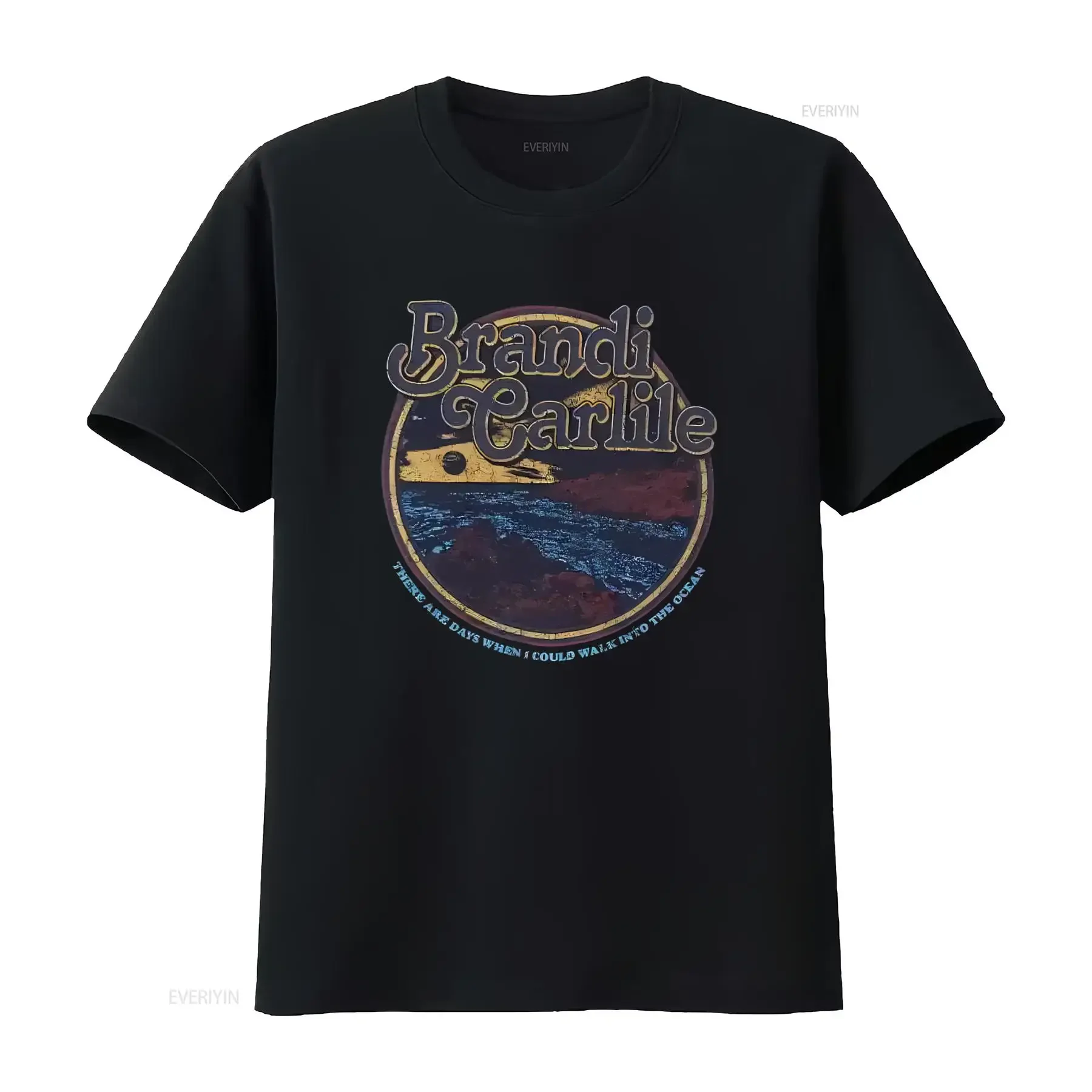 Brandi Carlile T Shirt Adult Large Blue Heather Ocean Sunset Design By The Way I Forgive You vintage Washed Casual streetwear