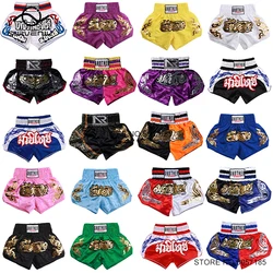 Muay Thai Shorts Cage Fight Kickboxing Pants Men Women Child Boy Girl Embroidery MMA Martial Arts Thai Boxing Training Uniform