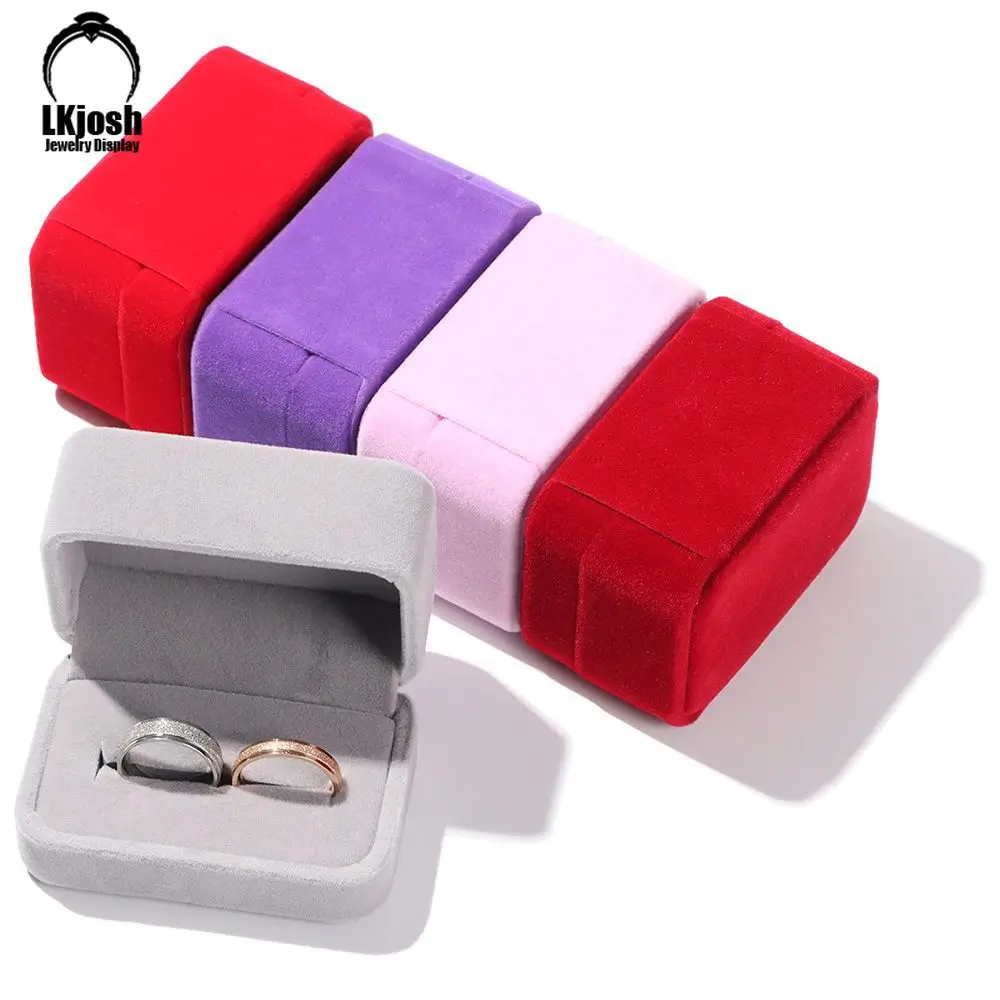 

Velvet Engagement Wedding Double Ring Rectangular Jewelry Box Storage Box Display Box Jewelry Gift Box