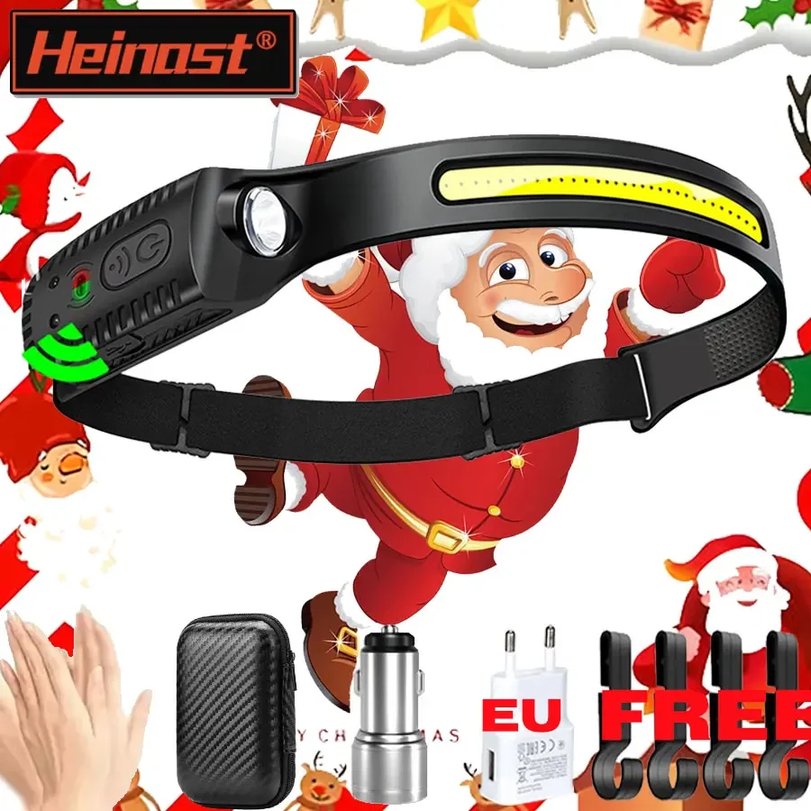 USB قابلة للشحن رئيس الشعلة التعريفي كشافات COB LED الاستشعار رئيس مصباح المدمج في بطارية مصباح يدوي 5 طرق الإضاءة المصباح #1