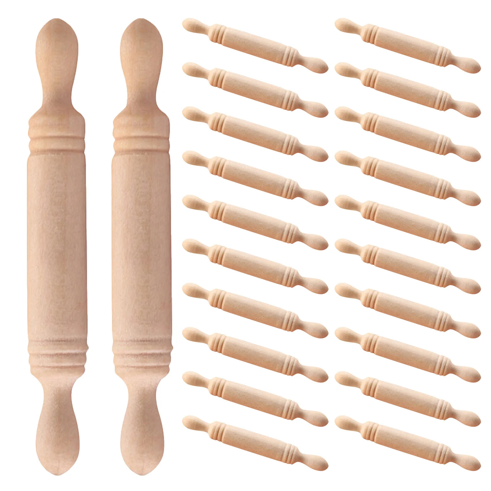 

30 Pcs Kids Wooden Rolling Pin Kitchen Utensils Child Food Dollhouse Accessories