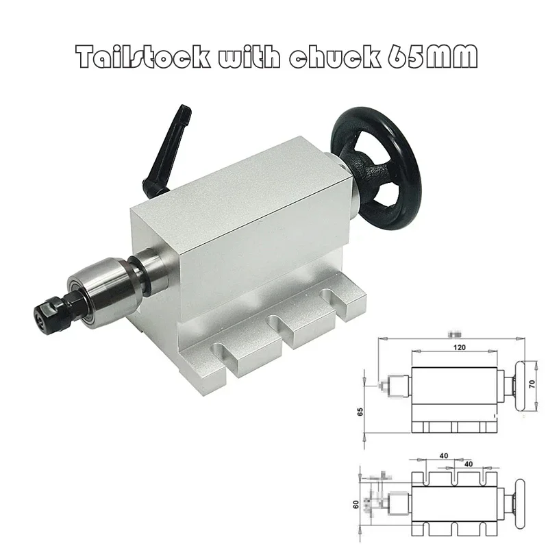 

1pc CNC Machine Tool CNC Tailstock with Chuck Center Height 65MM for Rotary Axis 4th Axis 3D CNC Router