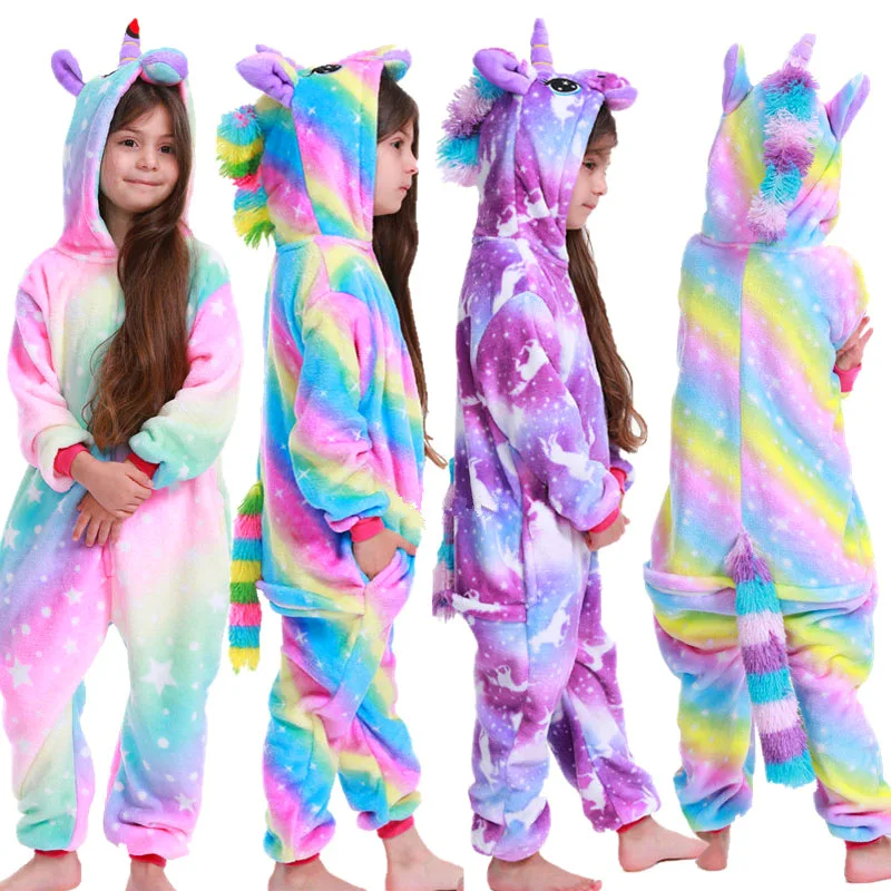 

2024 Children Pajamas Winter Sleepwear Boys Onesies Girls Pyjamas Set Kids Kigurumi Cute Unicorn Deer Anime Cosplay Costumes