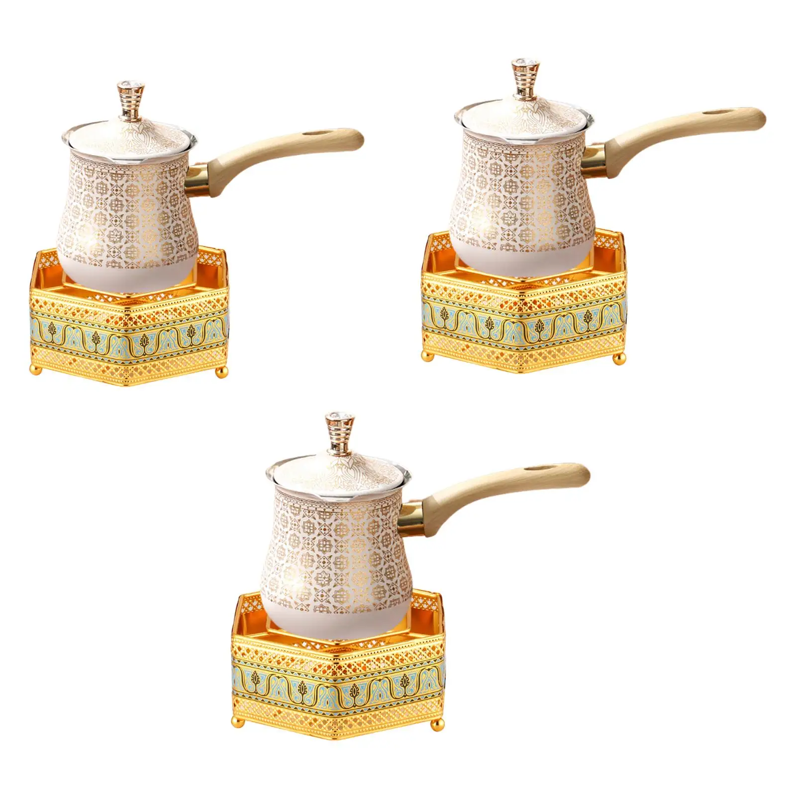

Turkish Warmer Coffee Pot with Warmer Base Multipurpose Butter Chocolate Heating Pan for Home Office Restaurant Kitchen
