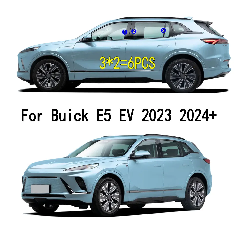 For Buick E5 EV 2023 2024+ Car PC Material Pillar Post Cover Trim Door Trim Window Molding Sticker Decoration Plate 6PCS