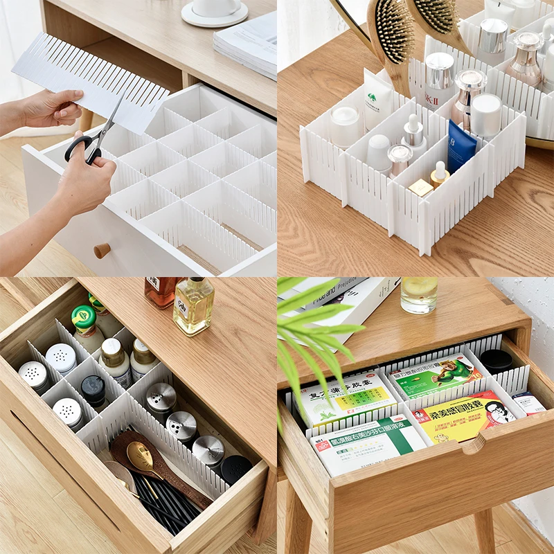 4Pcs Drawer Organizer Divider Thickened Dividing Board Free Combination Partition Storage Underwear Socks Makeup Sundries