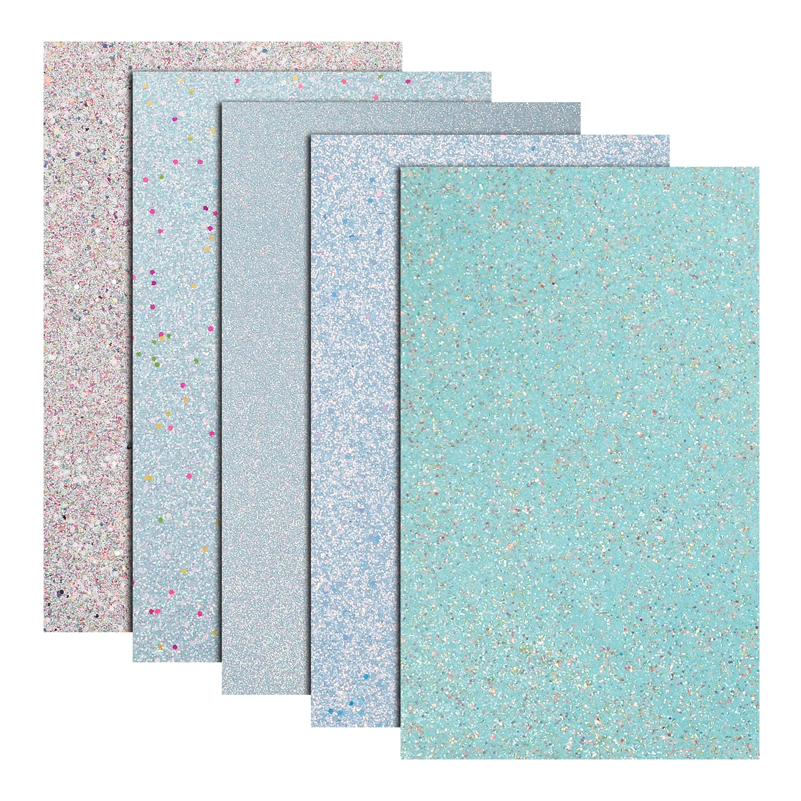 

5 Sheets 20x33cm Blue Glitter Sequin PU DIY Craft Fabric Hairclip Bow Earrings Making Wear Resistant Faux Sheet Handmade