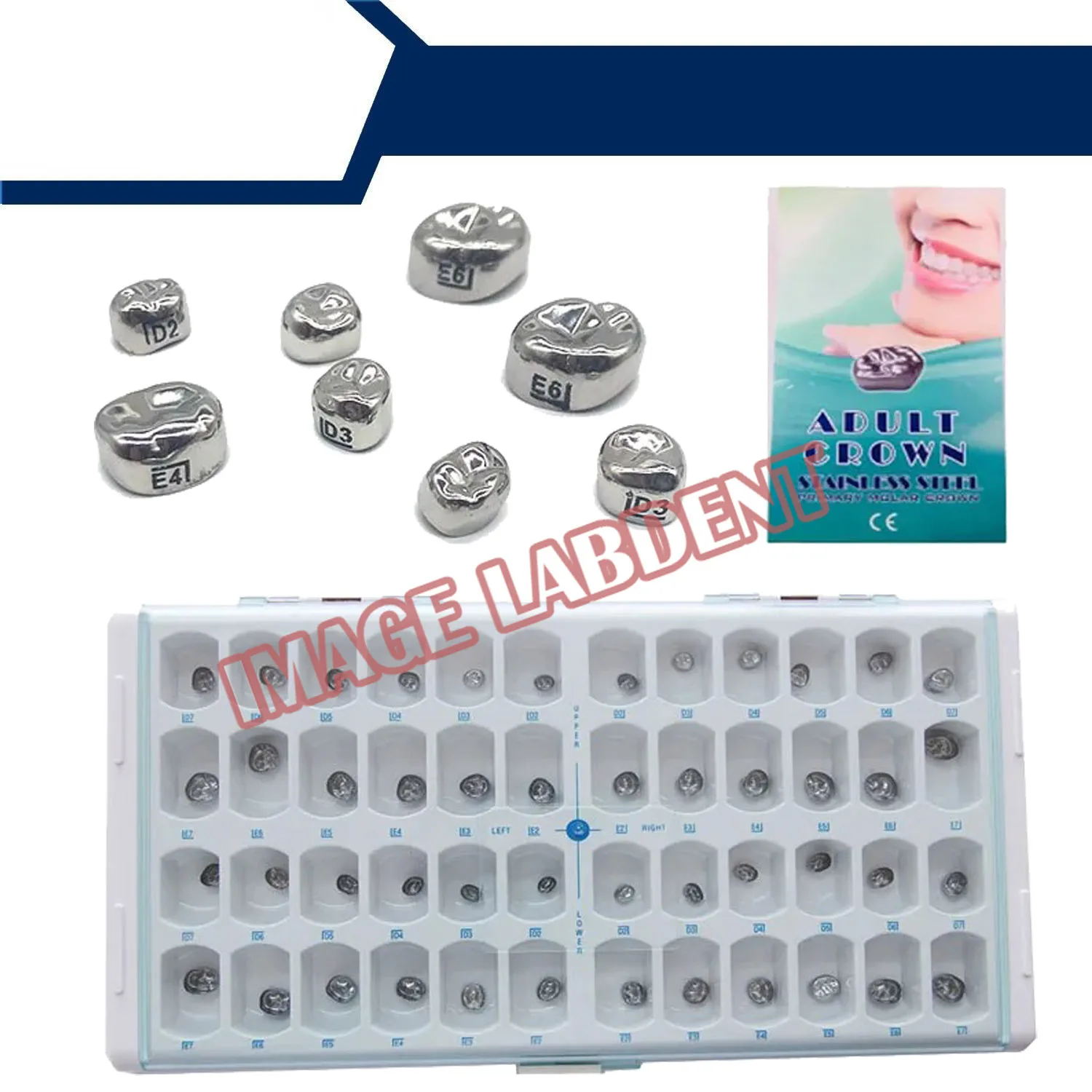 48/96Pcs Dental Adult Molar Crowns Stainless Steel Preformed Crown Upper/Lower Left/Right Molar Teeth Crown Dentistry Materials