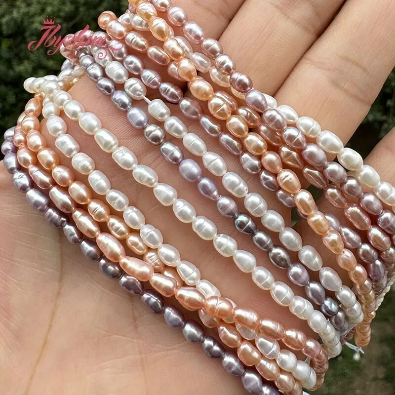 

Natural Freshwater Pearl Beads Oval Stone Beads Diy Strand 15inch 3x4mm For Necklace Bracelet Jewelry Making Free shipping