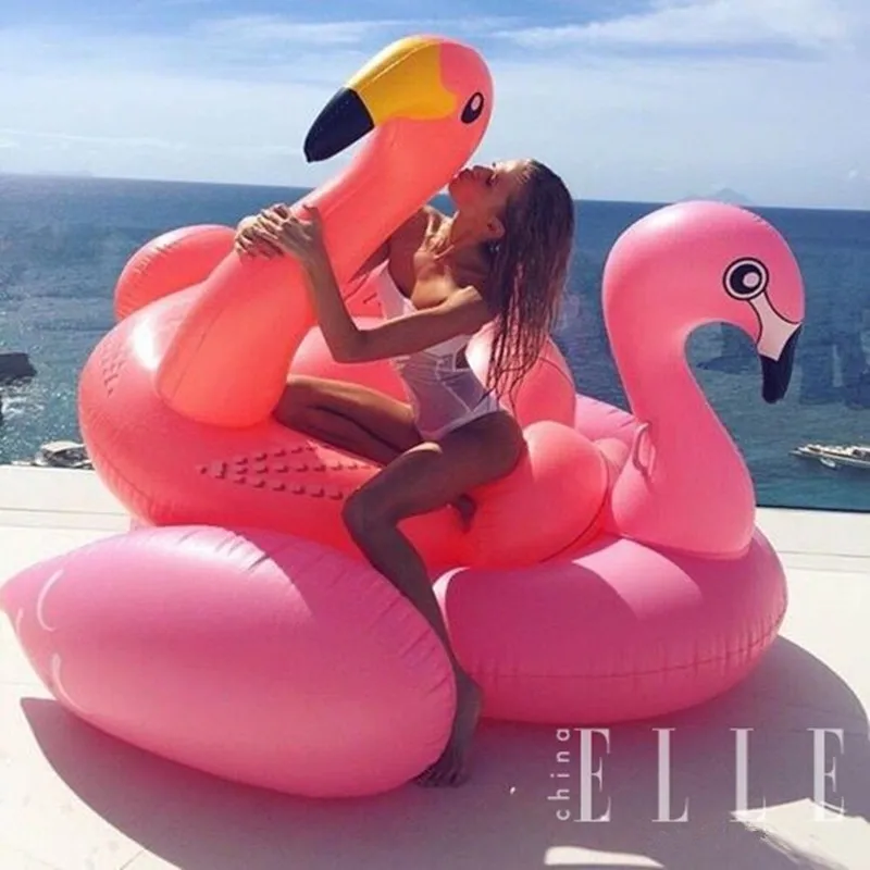 60 Inch Giant Inflatable Flamingo Pool Float Pink Ride-On Swimming Ring Adults Children Water Holiday Party Toys Piscina