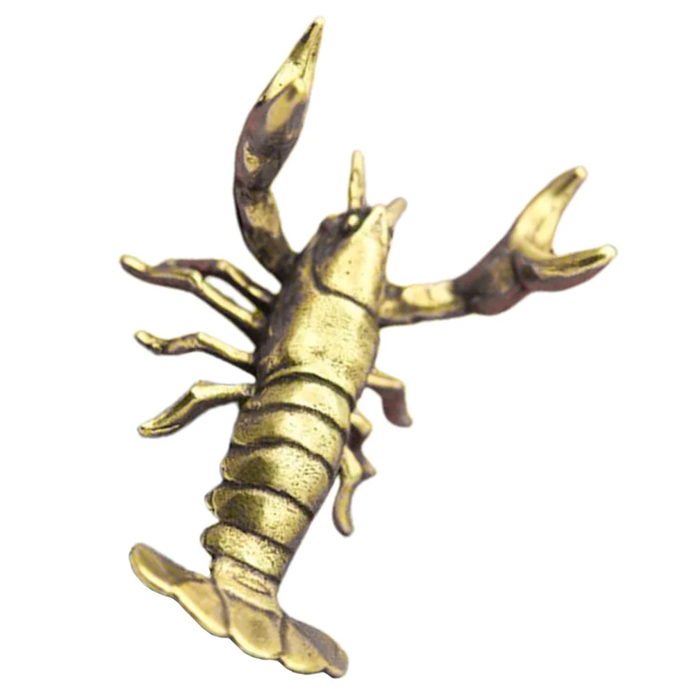 Lobster Ornament Pen Holder Decoration Brass Figurines Desk Rest Adornment Copper Office Desktop