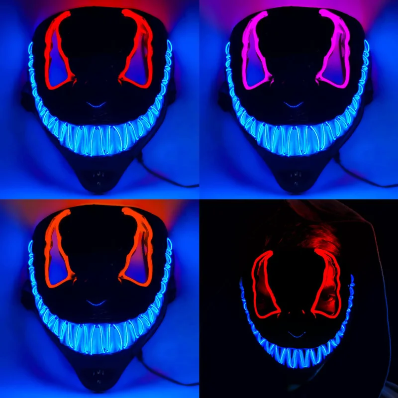 New Design Luminous Led Neon Cosplay Venom Movie Mask Halloween Horror Glowing Masquerade Carnival Party Costume Decoration