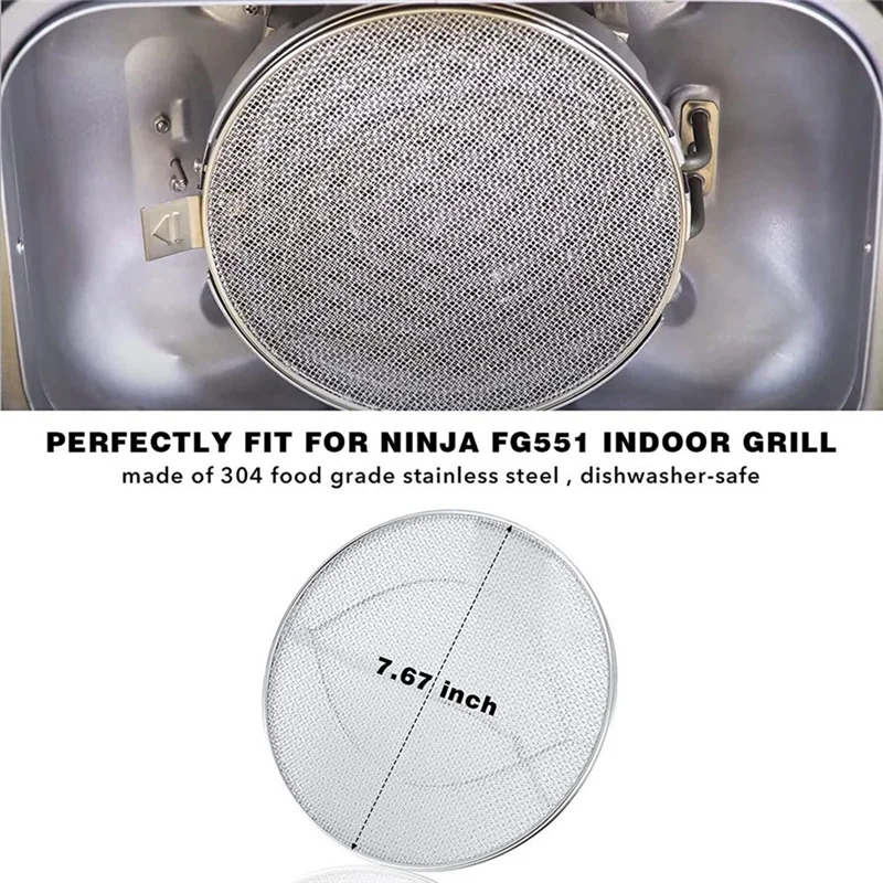 Stainless Steel Splatter Shield for Ninja Foodi FG551, Accessories for Ninja Foodi Smart XL 6-In-1 Indoor Grill Reusable