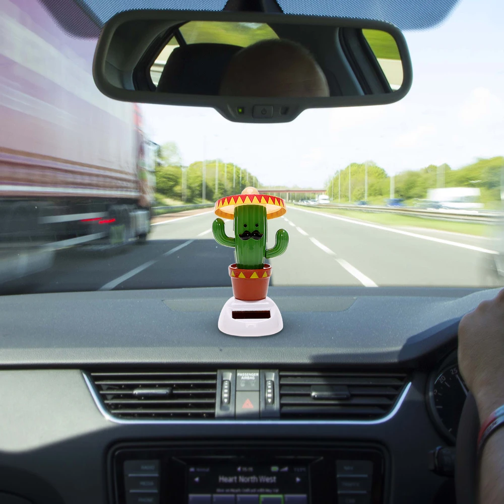 Cartoon Cactus Car Accessories Auto Dashboard Decoration Creative Gift Soldier Solar Powered Dancing Shaking Head Car Ornaments