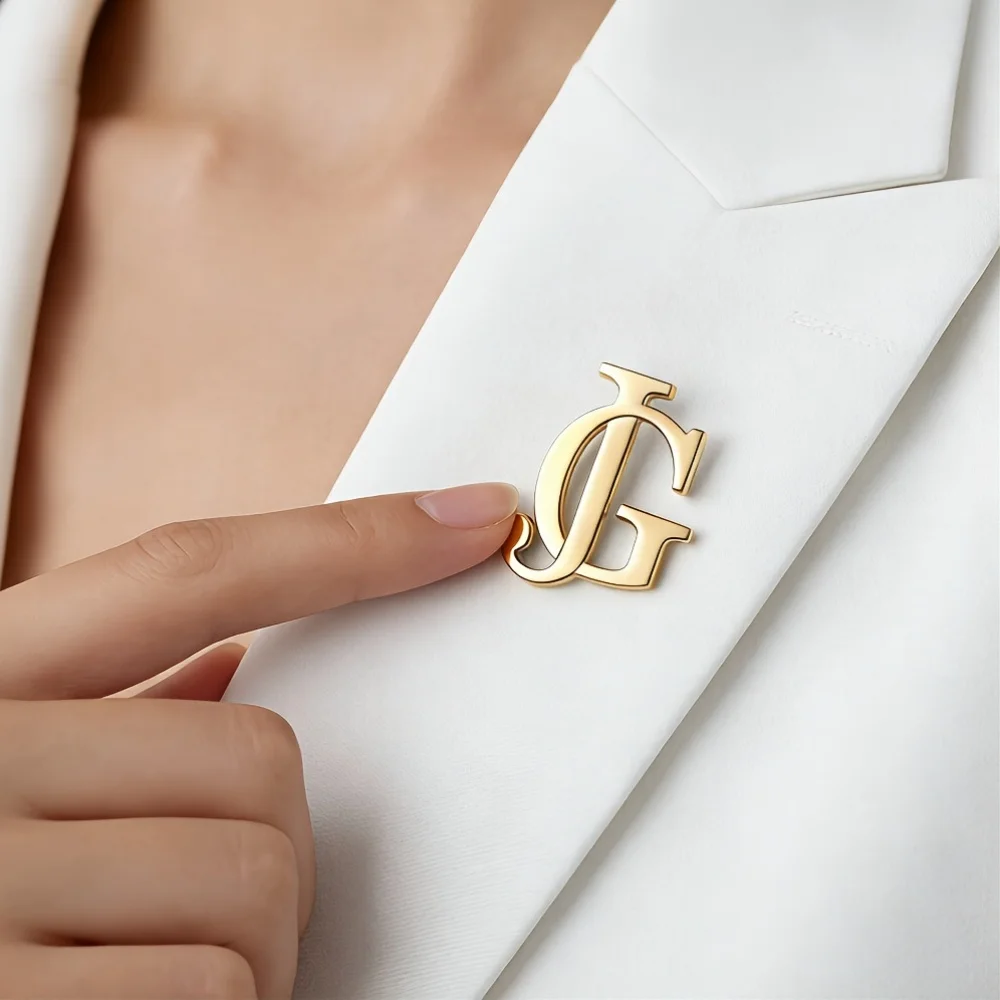 Customized Branded Metal Badge Letter Brooches, Personalized Badges And Tie Brooches, Business Purposes, Company Brand Promotio