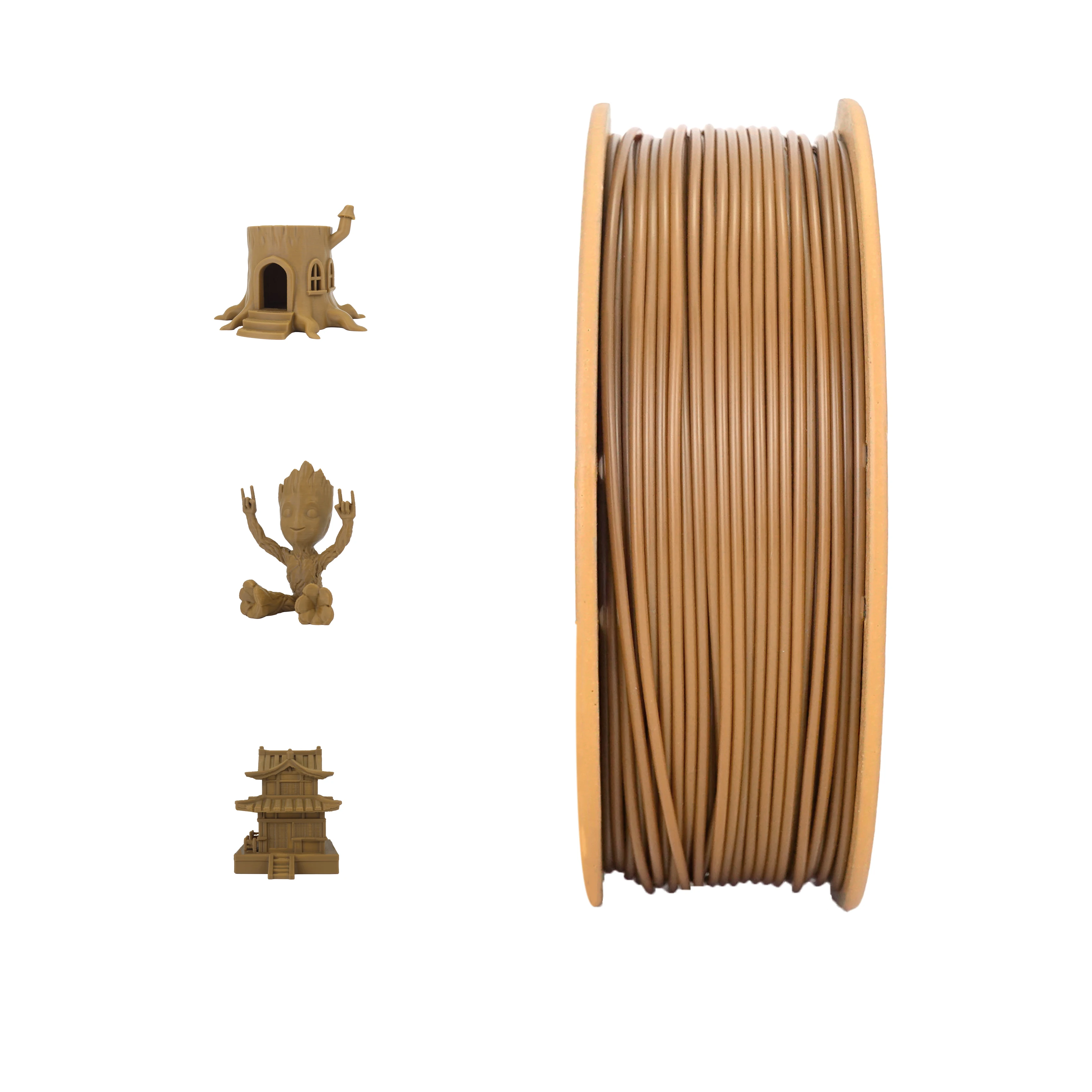 Likesilk لون الخشب المقلد PLA F خيوط الطباعة ثلاثية الأبعاد 1.75 مم دقة الأبعاد +/- 0.02 مم، لون خشب الساج PLA F 0.25 كجم