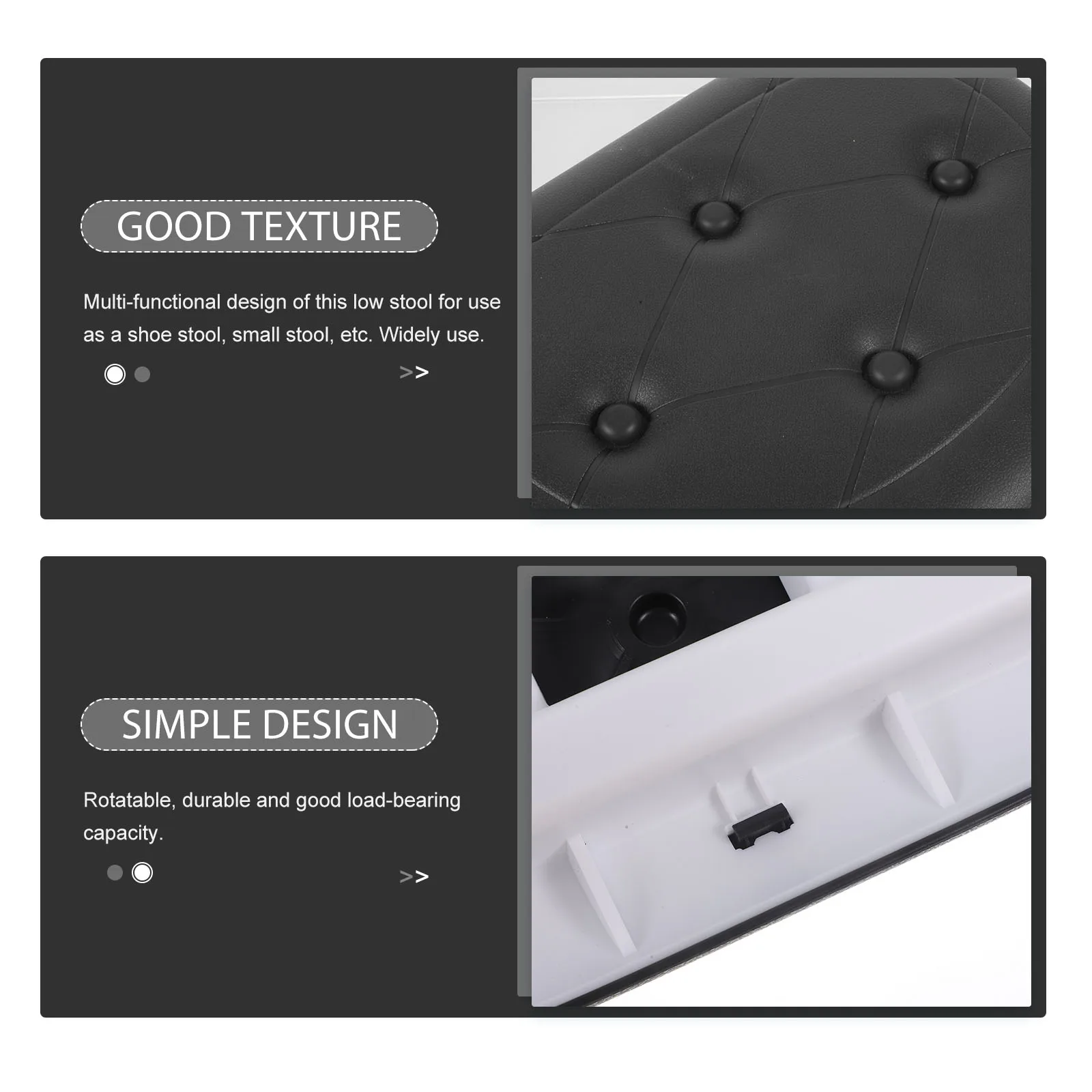 

Portable Comfortable MultiFunctional Mini Shoe Stool 360 Degree Swivel Wheels Plastic Seat Black Low Chair Furniture Accessories