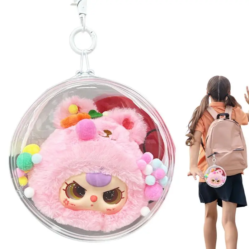 

Round Figure Doll Bag Doll Collection Round Storage Bag Clear Figurine Display Bag With Keychain For Doll Figure Statue Toys