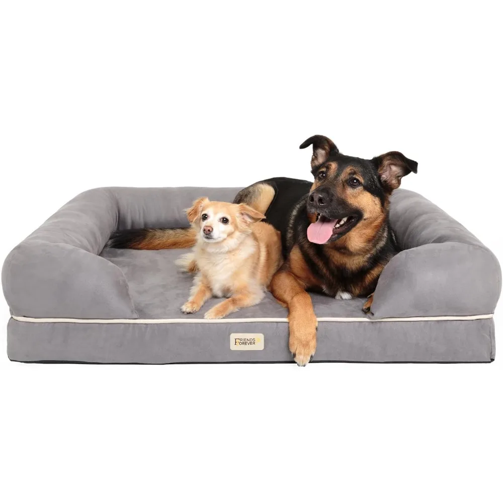 XX-Large Dog Bed, Orthopedic Dog Sofa Memory Foam Mattress, Calming Dog Couch Bed, Wall Rim Pillow, Water Resist