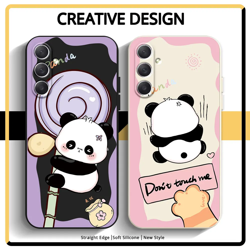 Phone Case For Samsung Galaxy M54 M52 M53 M33 M32 M14 M13 F54 5G M22 M12 F12 Soft Silicone TPU Shockproof Back Cover Cute Panda