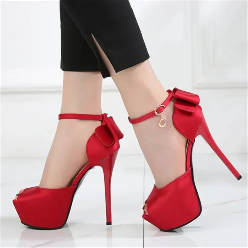 Peep Toe Platform High Heels Pumps Women Shoes Sandals Platform Wedding Shoes 12CM 14CM Women Pumps Salto Alto Feminino