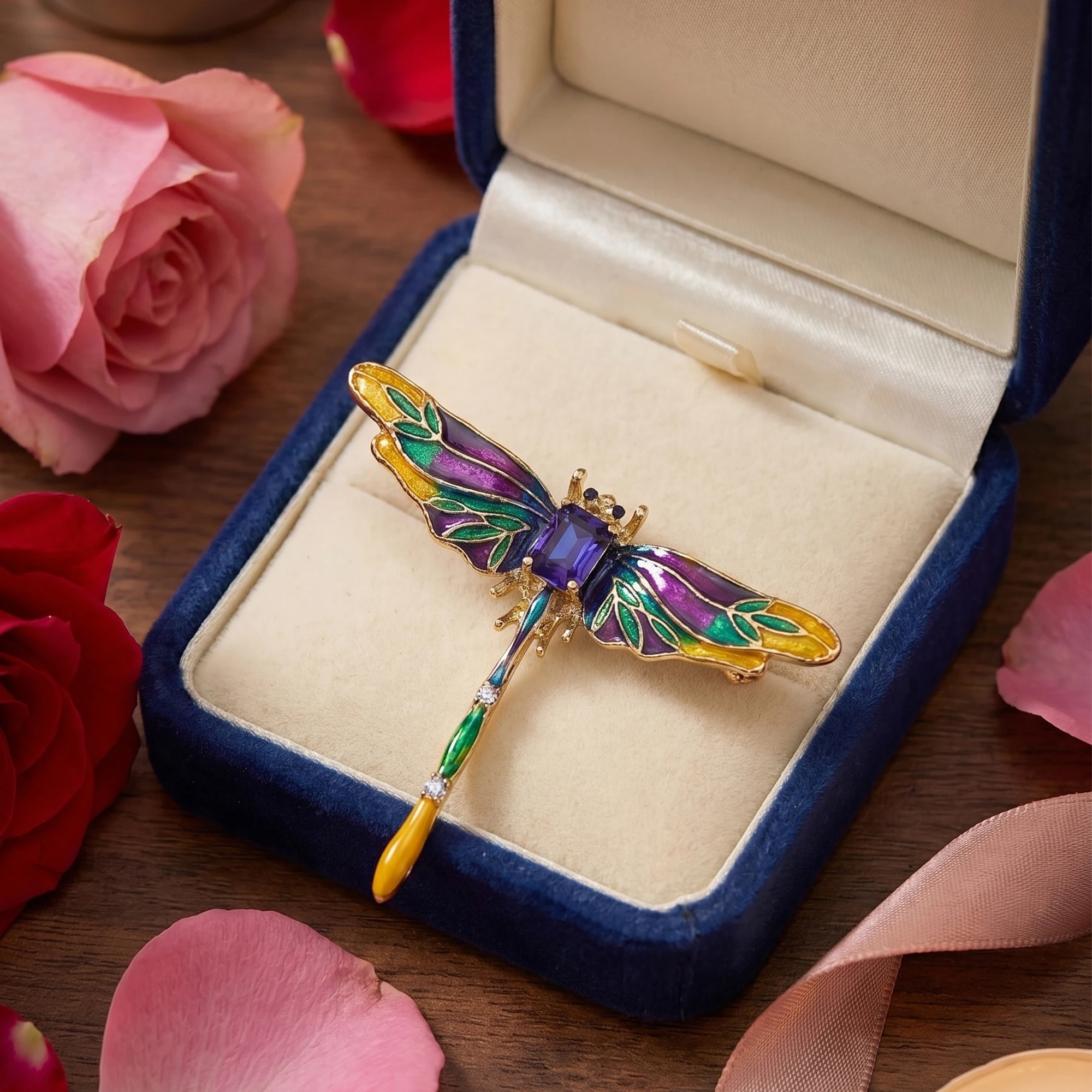 

Vintage Enamel Dragonfly Brooches for Women Rhinestone Insect Pins Friend Event Party New Gifts Jewelry Decoration Accessories