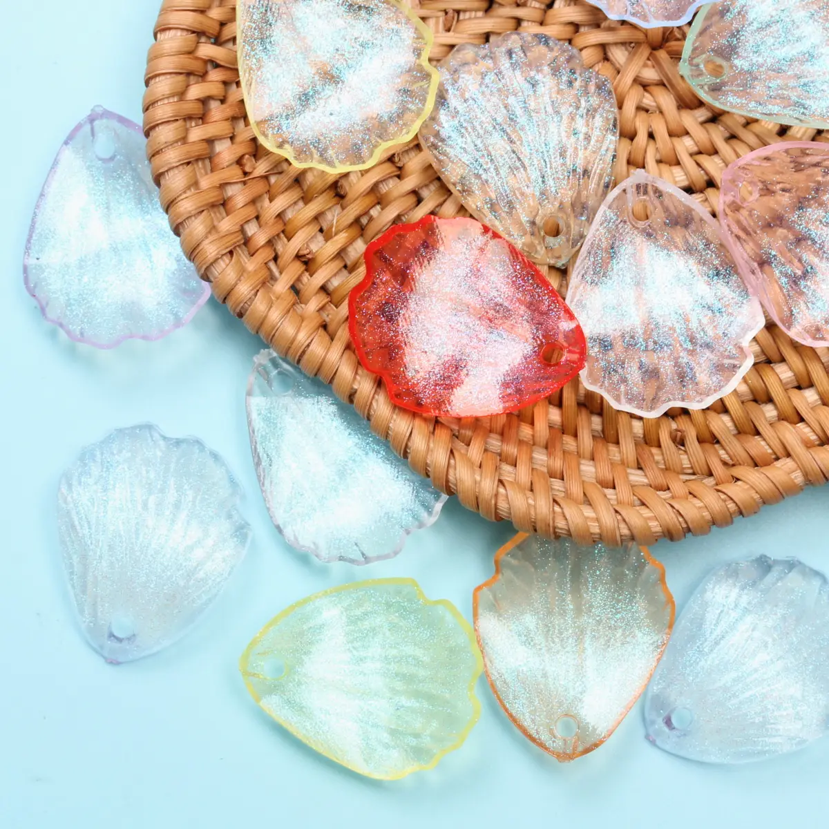 19*23mm 10pcs Acrylic Candy Color Transparent Flower Petal Beads For Jewelry Making DIY Pendant Crafts Handmade Materials