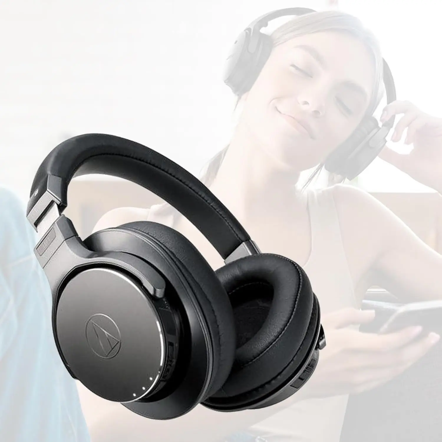 Bantalan telinga pengganti kompatibel dengan Audio-Technica ATH-SR9 ATH-DSR7BT ATH-DSR9BT bantalan telinga headphone, Headset earpad, lembut