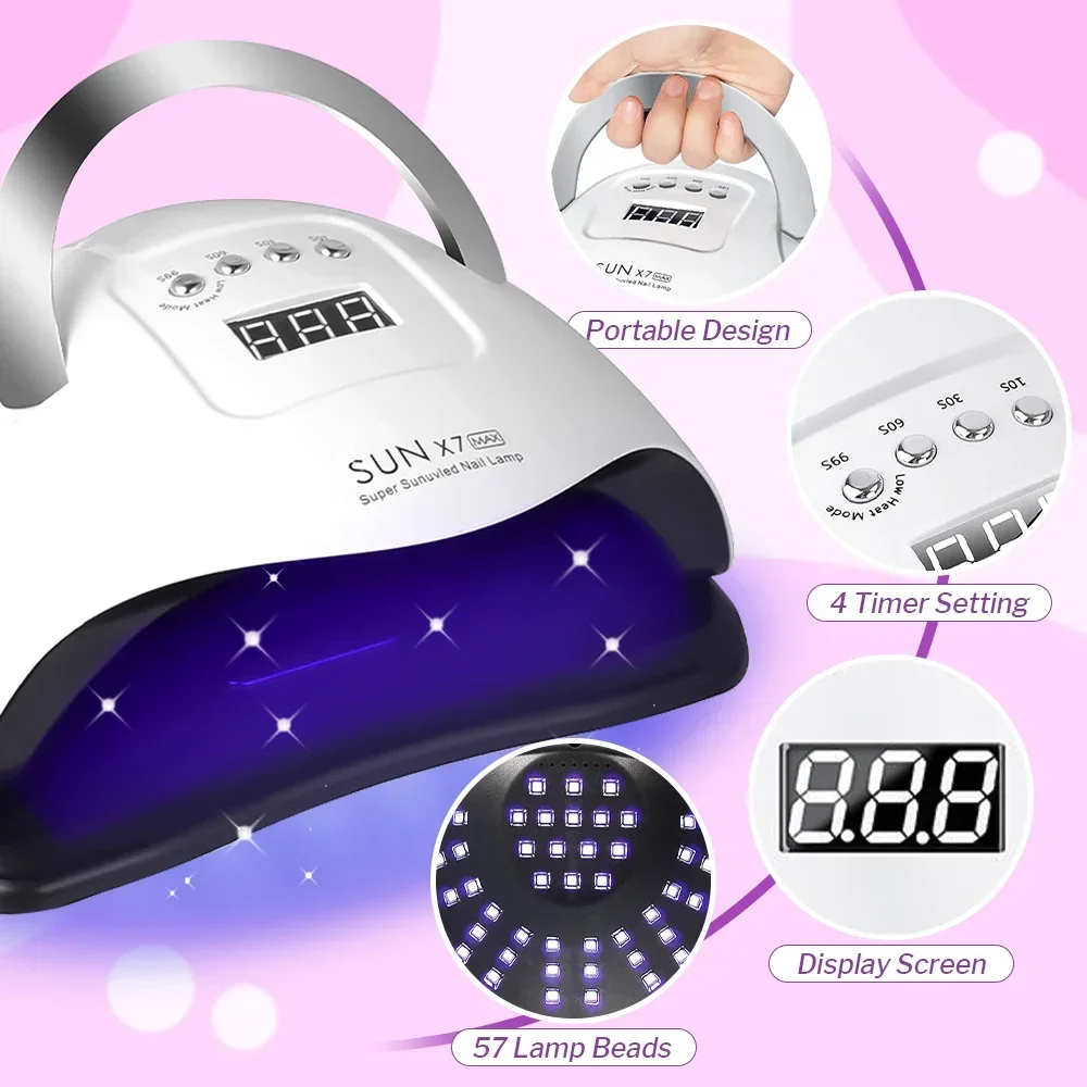 114W LED UV Lamp For Nails 57LEDS Gel Polish Drying Lamp With Smart Sensor Professional Nail Dryer Manicure Salon Equipment