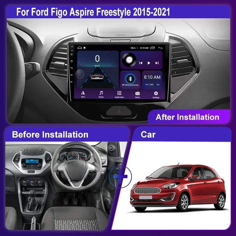 Android 12 Car Radio Multimedia video Player For Ford Figo Aspire Freestyle 2015 - 2021 Carplay Auto DVD GPS Navigation Player