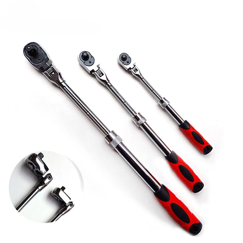 1/4 1/2 3/8 72-Tooth Carbon Steel Retractable Ratchet Wrench Automatic Quick Release Spanner Multifunctional Hand Tool