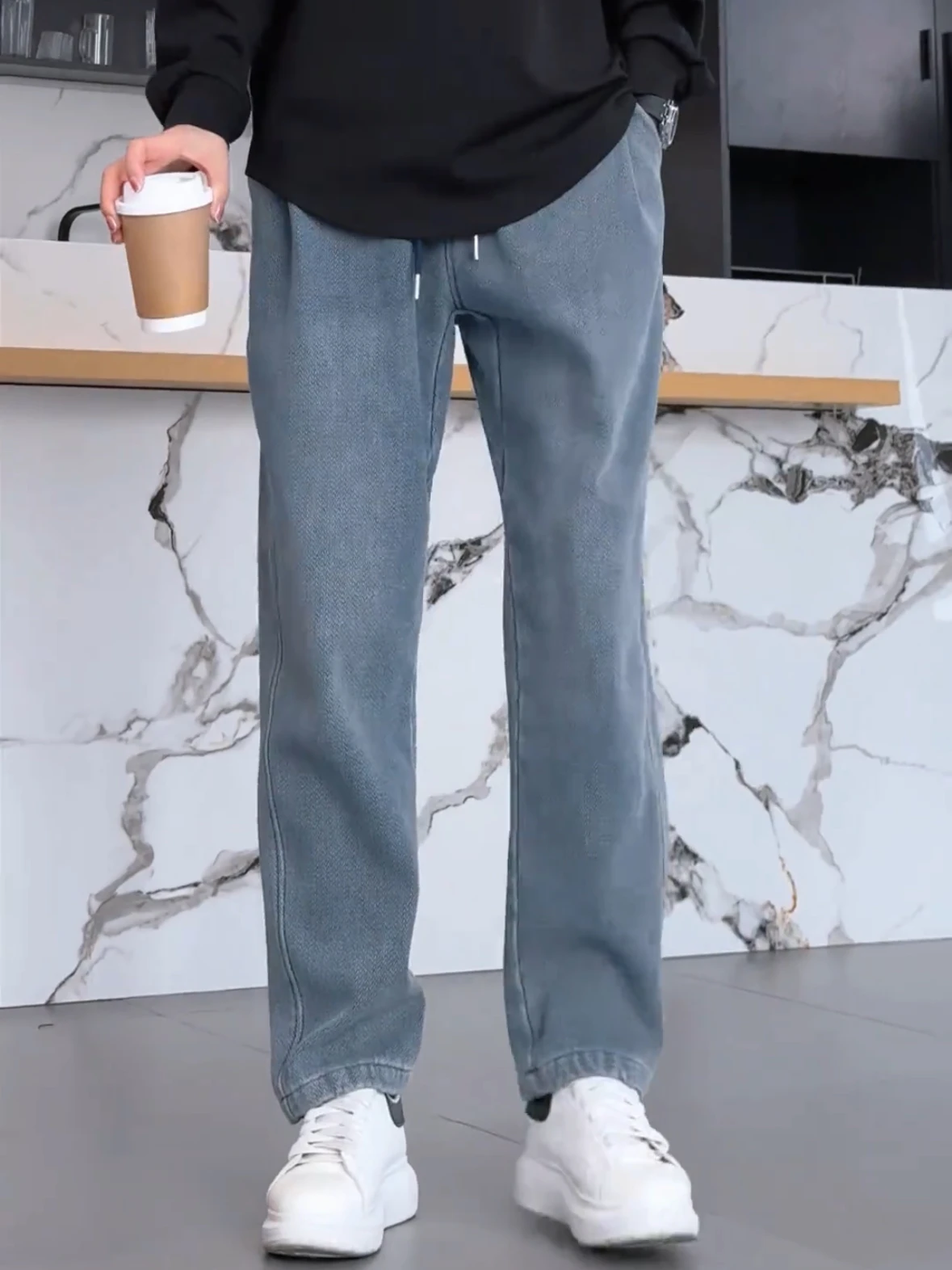 

Fall 2025 Men's Faion Straight Leg Jeans Casual Loose Fit Comfortable Cotton Denim Starry Pattern Anti-Wrinkle Waed