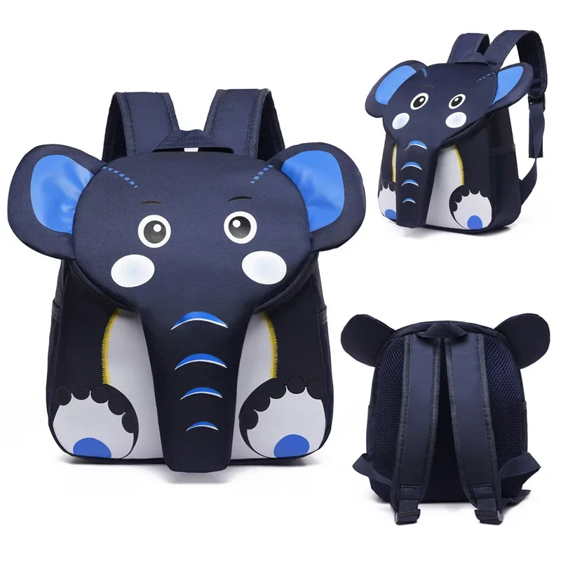 Fashion Blue Elephant School Backpack for Kids Cute 3D Animal Design Boys School Bags Light Girls\' Backpacks Gift Plecak Szkolny