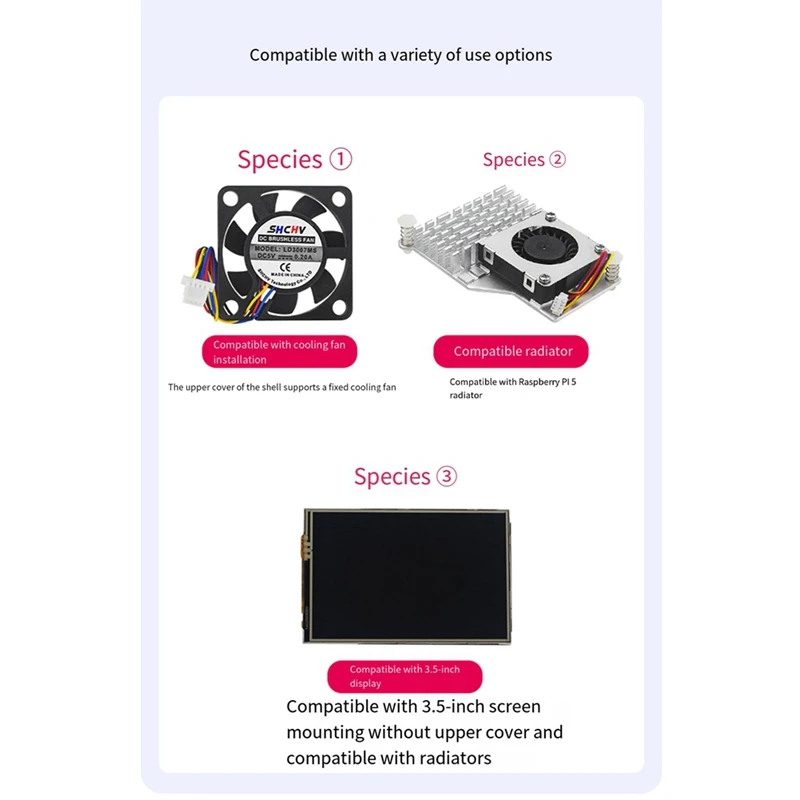 Radiator Case For Raspberry Pi 5 Generation Case 3.5 Inch Display ABS Protective Case For Raspberry Pi 5 Radiator