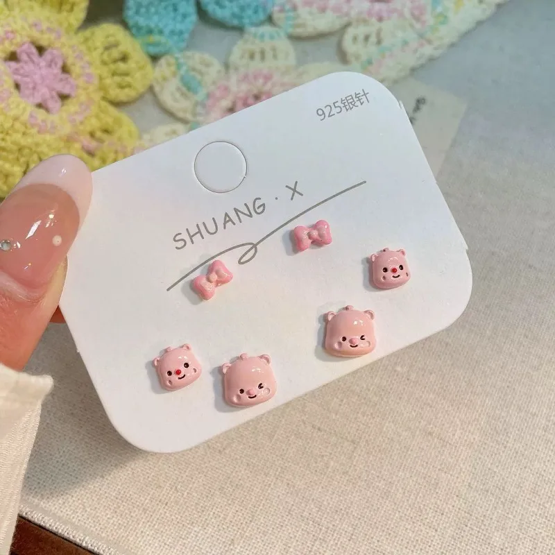 2026 New Pink Loopy Cartoon Cute Stud Earrings, Anime Creative Unique Playful Stylish Versatile Jewelry Accessories for Women