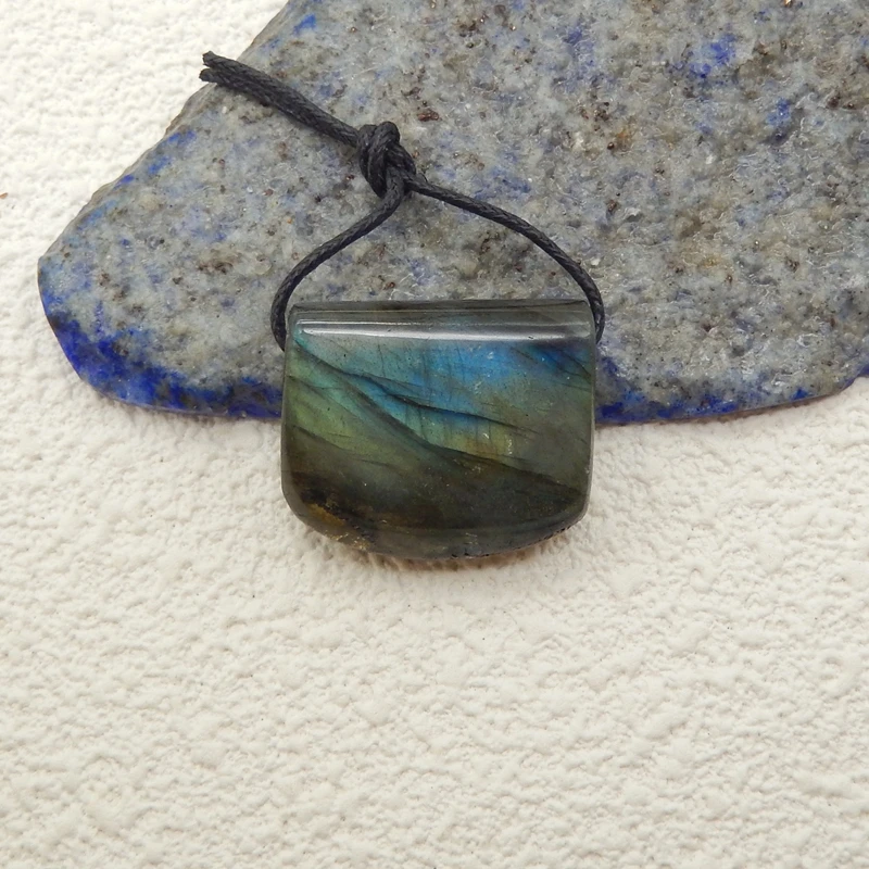

Unique Shiny Labradorite Side Drilled Natural Bead for Men Women DIY Jewelry Making Accessories 24x21x10mm, 10.6g