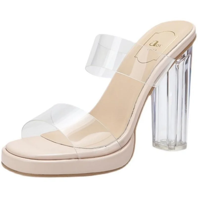 Clear Heels Shoes Women Sandals Summer Shoes Woman Transparent Pvc High Pumps Wedding Jelly Buty Damskie High Heels