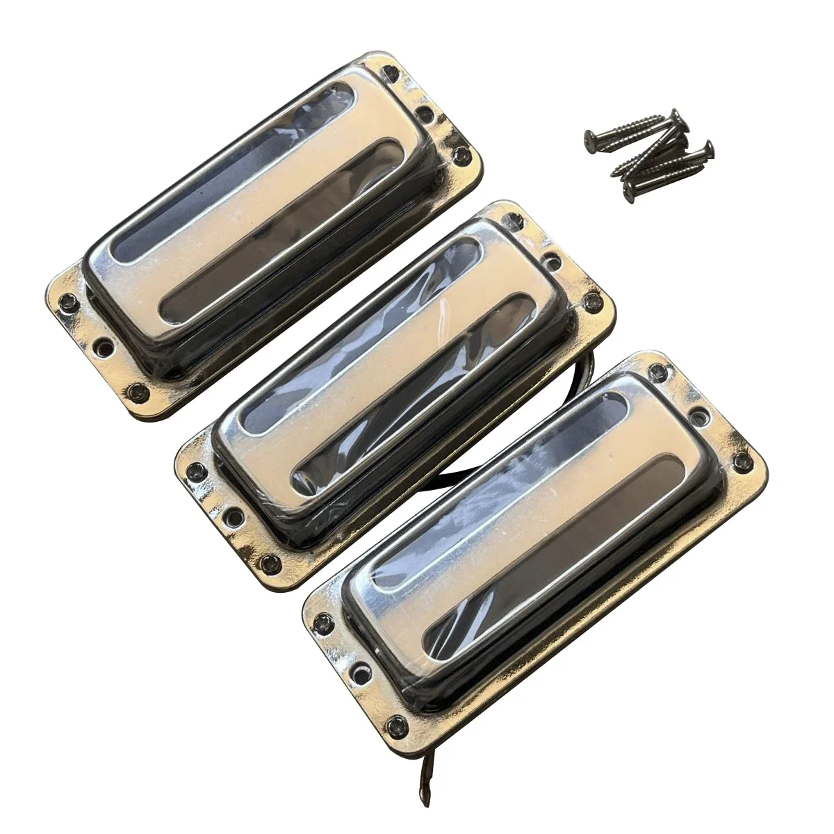 Set of 3pcs Humbucker Electric Guitar Pickup Pickups with Brass cover 6 String Chrome for Guitar Replacement