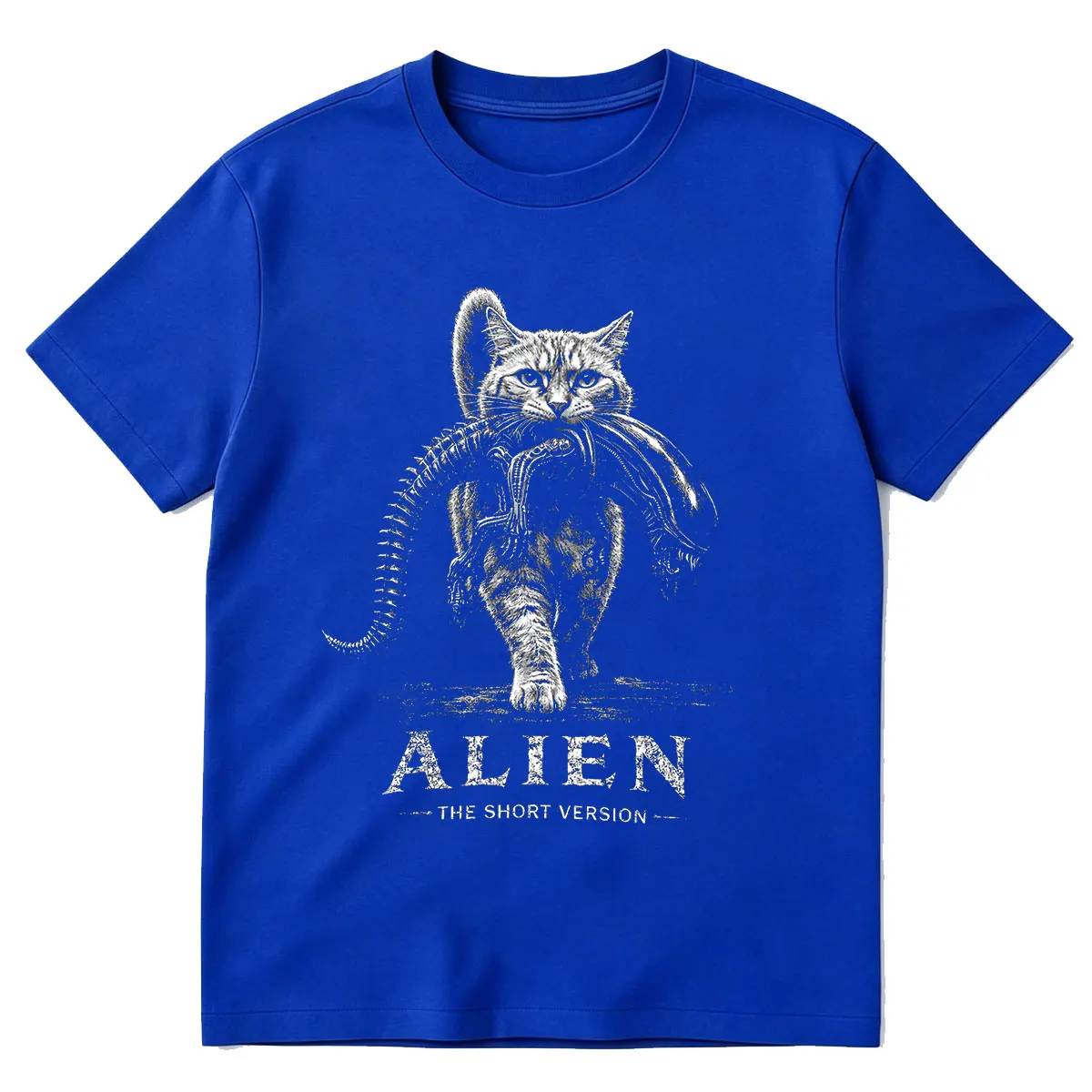 Alien The Short Version Cat Sci-Fi Horror Parodie Grafik Lustige Meme T-Shirts Herren Damen Kleidung Baumwolle Kurzarm T-Shirts – Detail 5